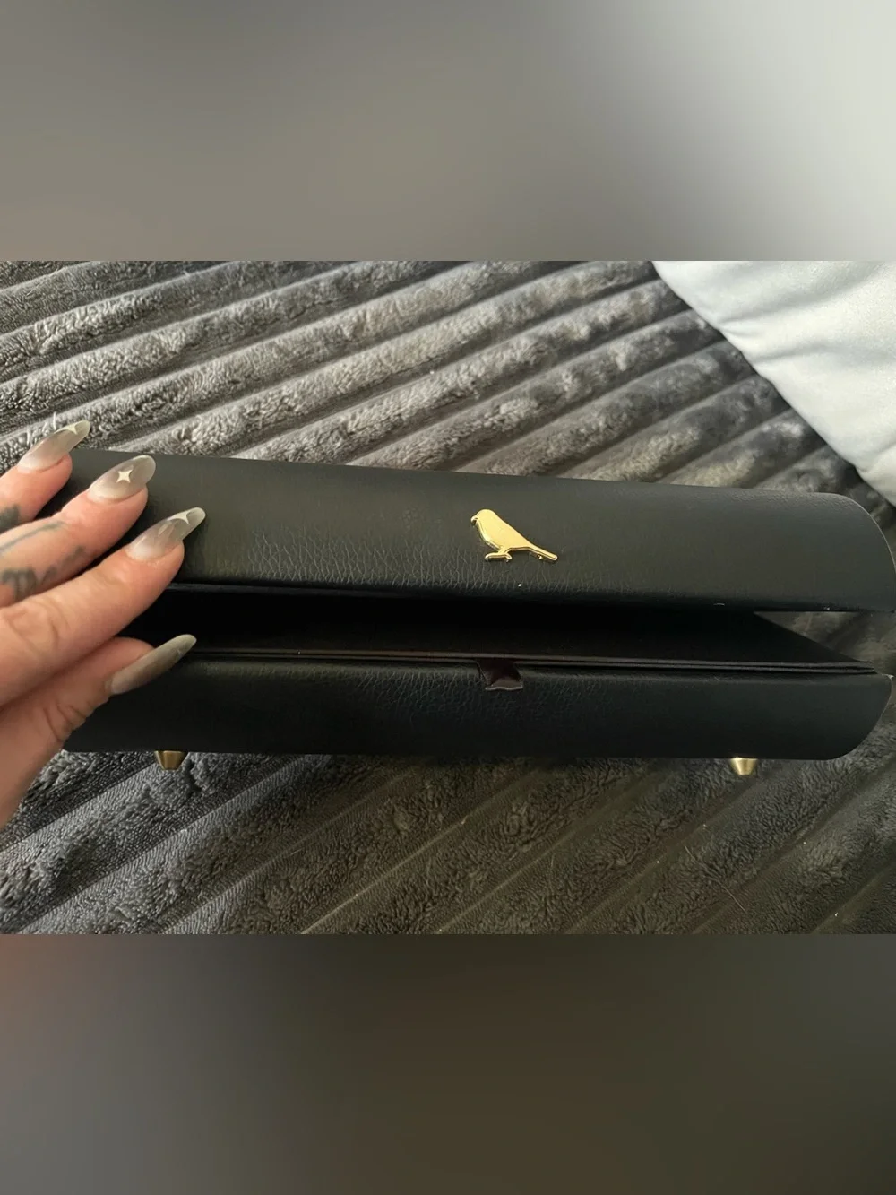 Black and Gold Bird Emblem Cosmetic Case